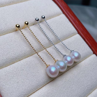 Zhuji Mountain Lake Pearl Earrings Women's Simple Commuter Long Rice Bead Earrings Whole Body 925 Sterling Silver Earrings Wholesale