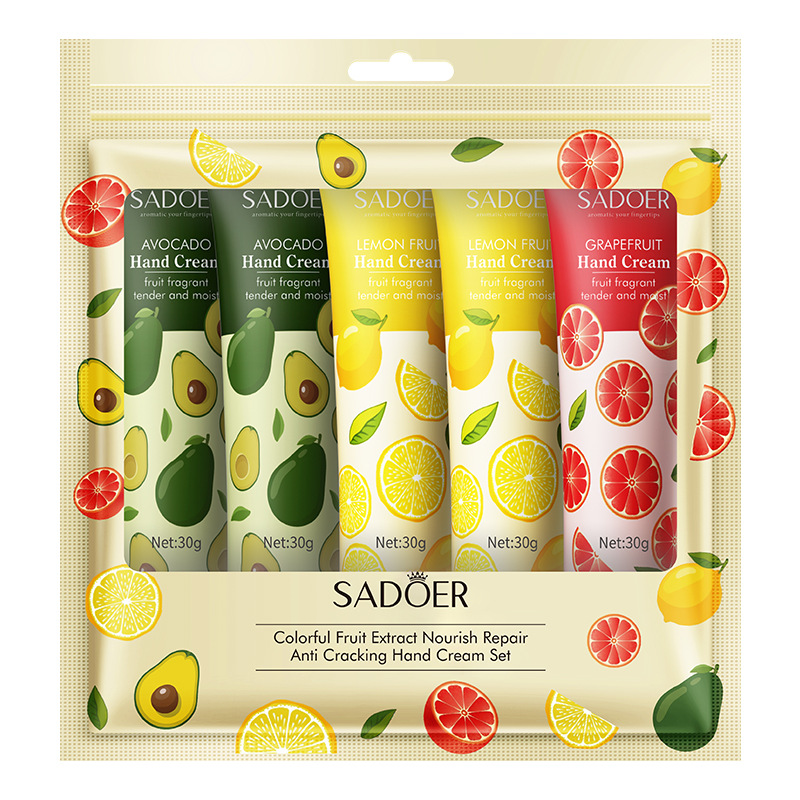 Comercio exterior transfronterizo SADOER colorido traje de crema de manos de flores y frutas hidratante anti-agrietamiento crema de manos regalo image 8