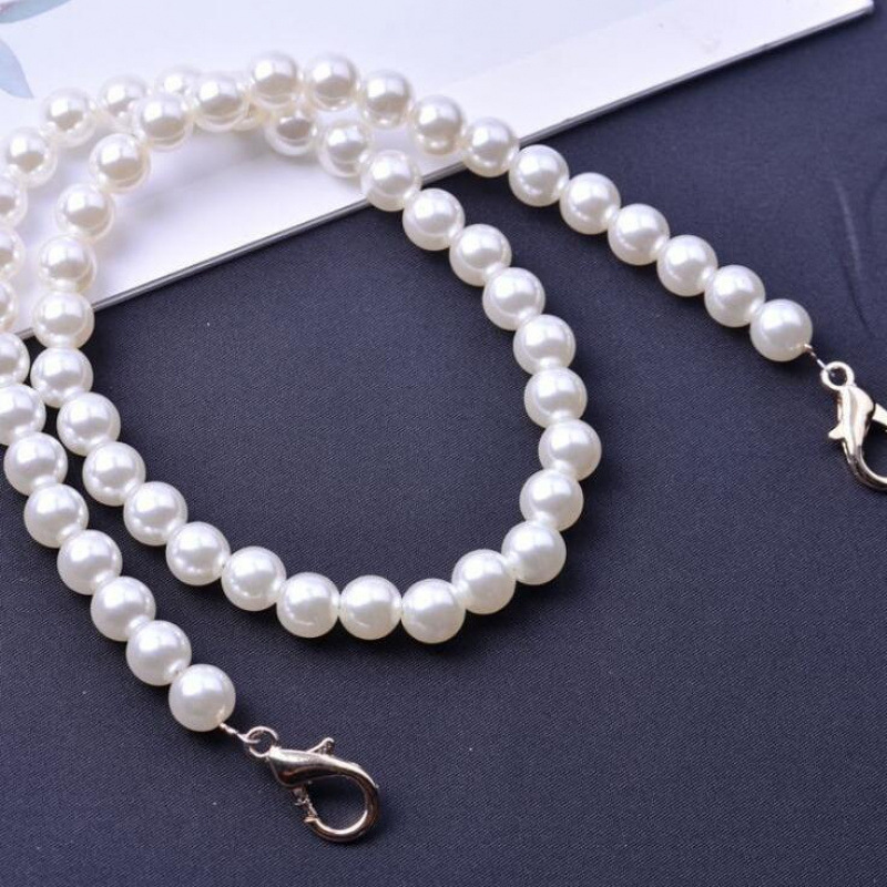 진주 목걸이 버클 진주 가방 체인 확장 여성 슬렁 어깨 끈 체인 모조 진주 가방 벨트 가방 액세서리