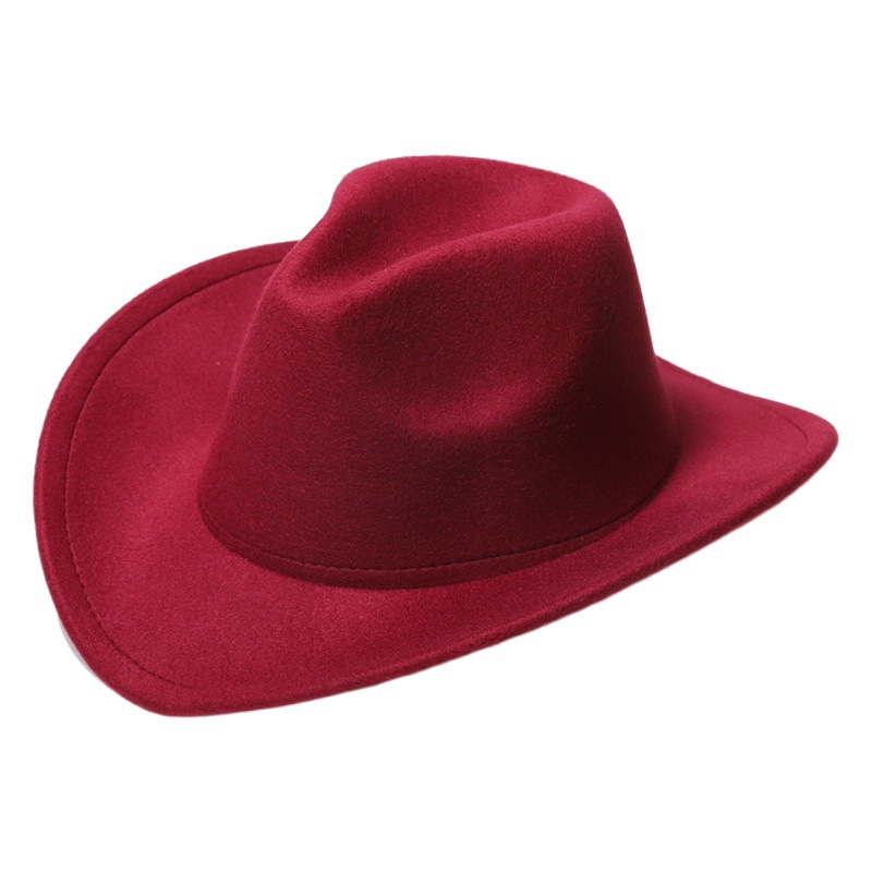 Cross-Border Western Children's Cowboy Hat Black Woolen Parent-Child Jazz Hat Men and Women Ethnic Style Felt Hat Large Brim Hat