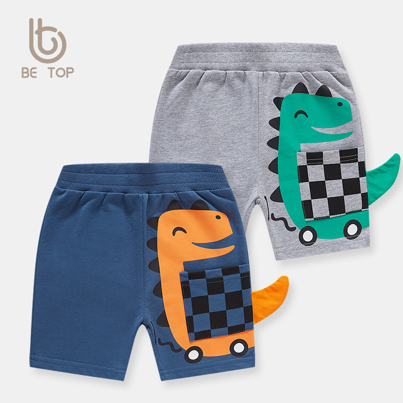 Ropa para niños Bebé Pantalones de bolsillo de verano Pantalones cortos para niños dibujos animados dinosaurio niños pantalones casuales entrega de una sola pieza image 3