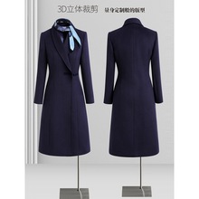 酒店前台大衣工作服女冬职业毛呢外套加棉加厚物业客服售楼部工装