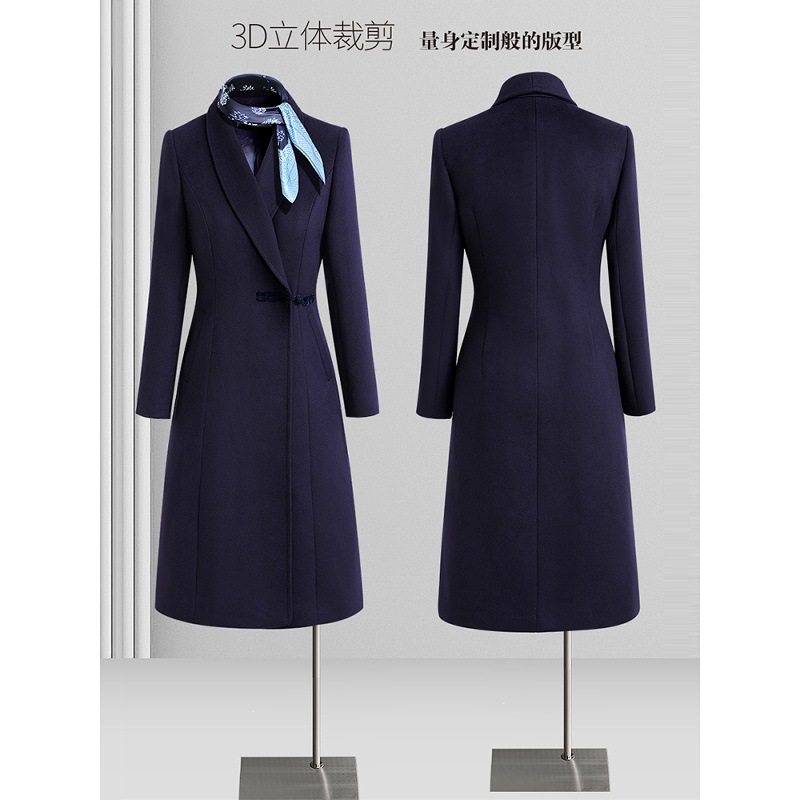 酒店前台大衣工作服女冬职业毛呢外套加棉加厚物业客服售楼部工装