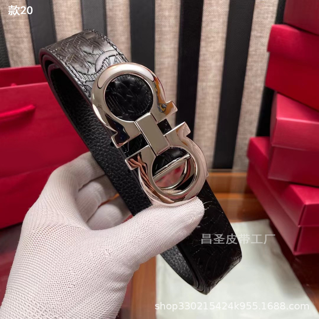 20. 광택 총 버클 + 말굽 패턴 벨트