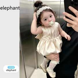 儿童裙子女童公主裙2026女宝宝周岁生日礼服裙小香风蝴蝶结花苞裙