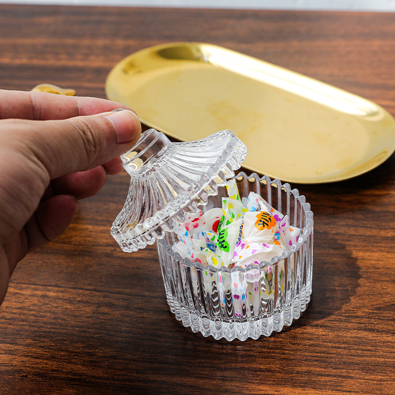 ヨーロッパ式の軽い豪華なモンゴルはガラスのキャンディーの缶の透明な蓋の貯蔵の缶の砂糖の缶の調味料の缶のタバコの缶のアクセサリーの箱を包みます。|undefined