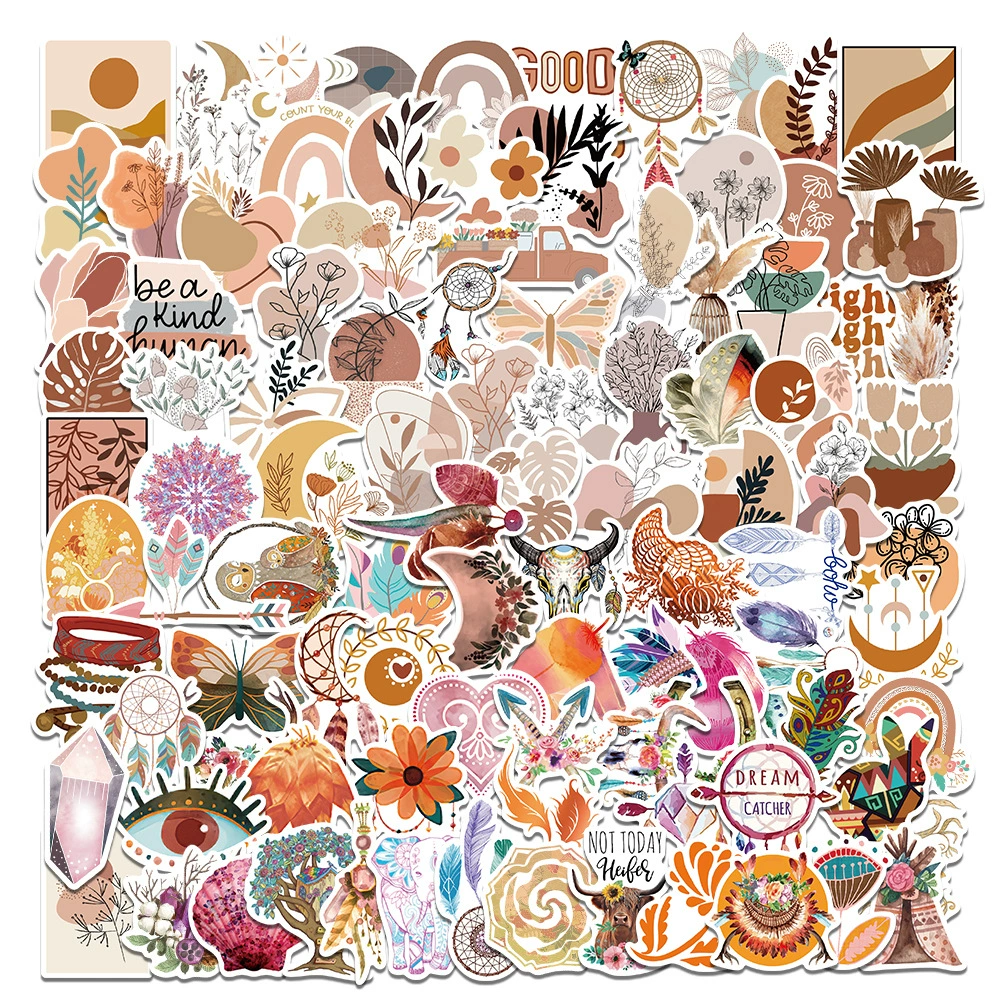 100 неповторяющихся мультяшных богемных наклеек DIY граффити багажный чемодан холодильник наклейки на чашку с водой