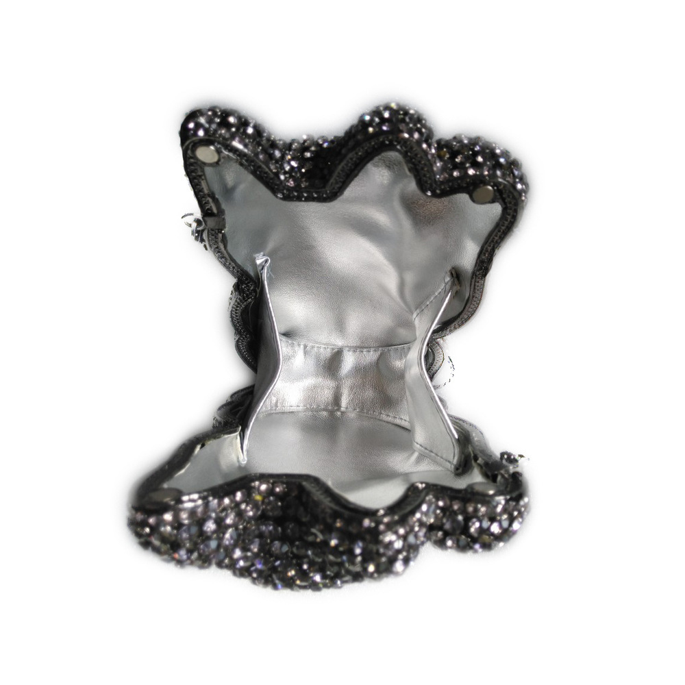 Seleccione estrictamente la bolsa de cena de diamantes de gato rico, bolsa de diamantes de metal hueco de dibujos animados para la fiesta de animales.