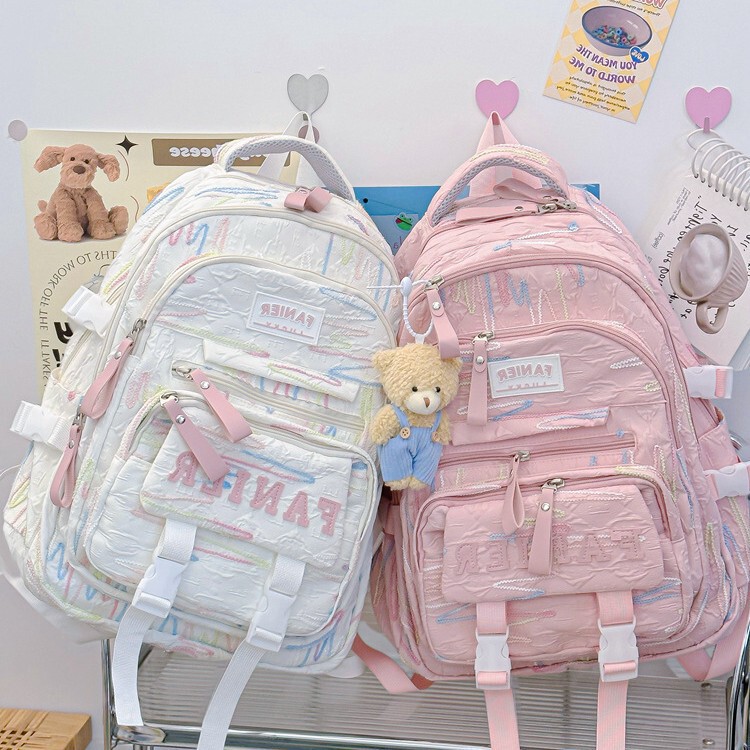 Large-Capacity School Bag Backpack for Girls, Elementary School Students, Sweet Multi-Layer Backpack for Junior High School Students, High School Students, and College Students Large-Capacity School Bag Backpack for Girls, Elementary School Students, Sweet Multi-Layer Backpack for Junior High School Students, High School Students, and College Students