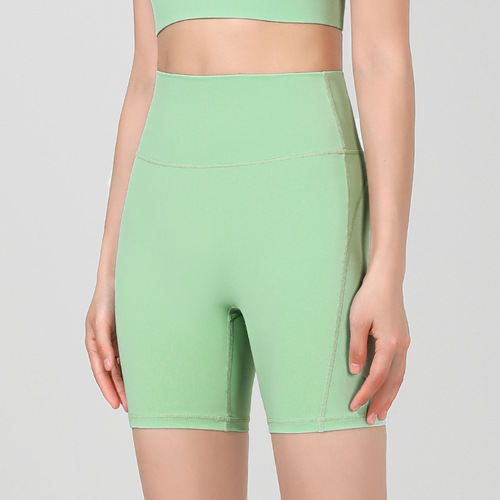 Yoga three-point hot pants for women, summer thin, belly-controlling, high-waisted, peach butt-lifting tights, sports outer wear, bottoming fitness shorts