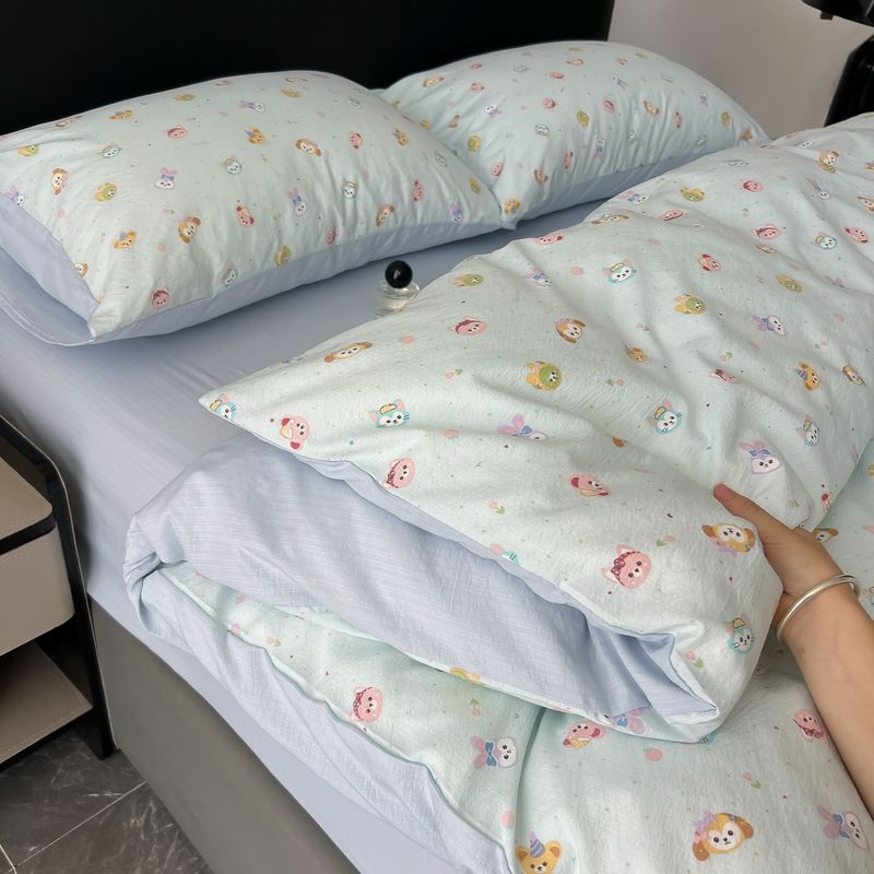 A类母婴级纯棉双层纱四件套ins少女心全棉学生宿舍被套三件套床笠|undefined