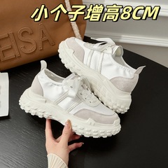 女性用7CMインヒール厚底ダッドシューズ、新作夏用通気性厚底シルクサテンバレエトレーニングシューズ、小柄な女性向け