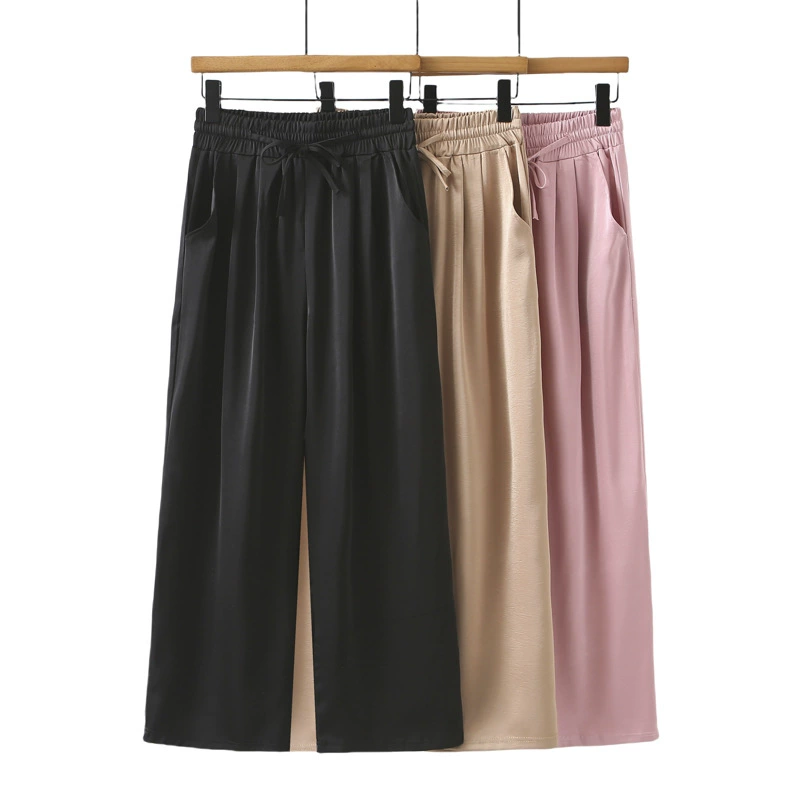 2025 летние брюки большого размера широкие брюки с эластичкой талией женские брюки дикие повседневные брюки тонкая сестра брюки 440