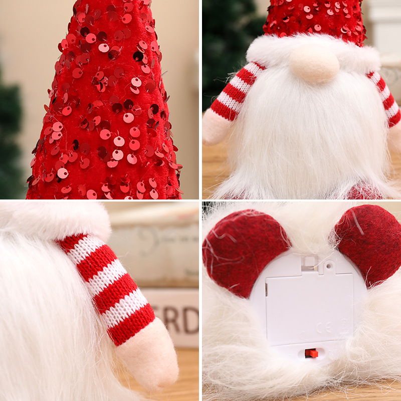 Novos suprimentos decorativos de natal venda quente chapéus de lantejoulas transfronteiriços bonecas sem rosto ornamentos de presente tecidos de desenhos animados