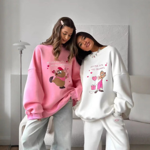 2025�ﶬ����ͨ�ɐ�Ȥζ�p�gӡ������oversize�ӽq�Ӻ�A�I�l��Ů