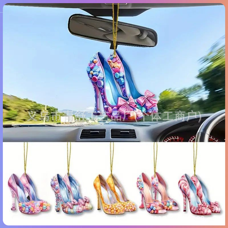 2D亚克力装饰挂件汽车后视镜装饰挂件圣诞树装饰品车载挂件工艺品