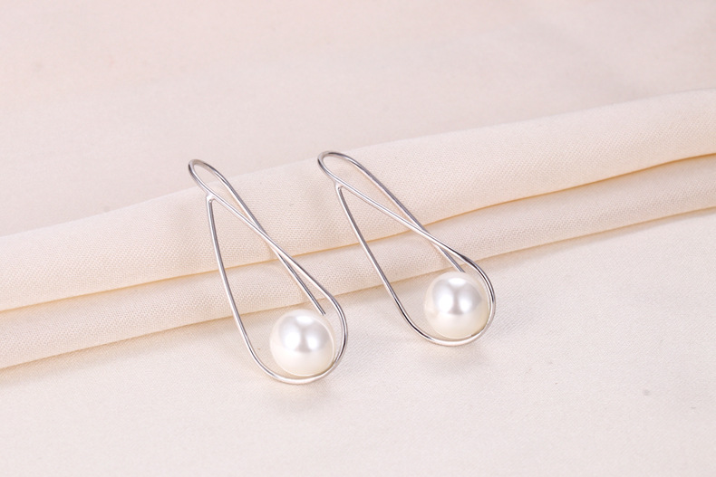 Women's Gender 925 Sterling Silver Geometric Artificial Pearls Casual Simple Style Streetwear Drop Earrings For Women's
