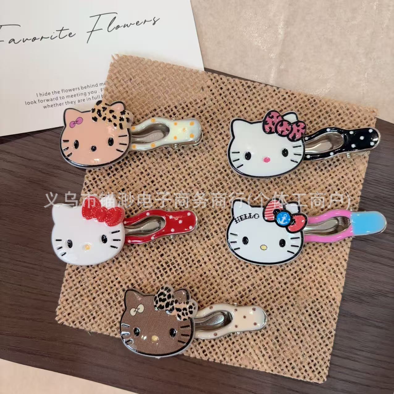 2026 New Style Hair Clip for Women, Cute Polka Dot Kt Cat Hairpin, Bangs Clip, Duckbill Clip, Hair Accessory for Girls