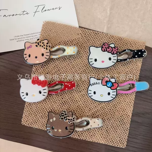 2026 New Style Hair Clip for Women, Cute Polka Dot Kt Cat Hairpin, Bangs Clip, Duckbill Clip, Hair Accessory for Girls