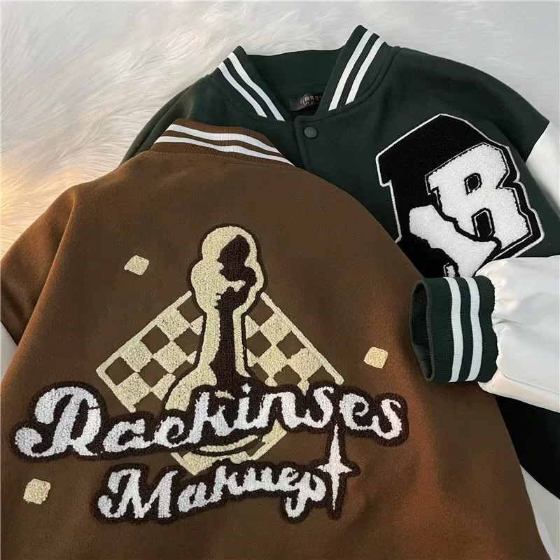 Baseball uniform, brand woolen jacket for elementary school students for beloved, European style, oversize