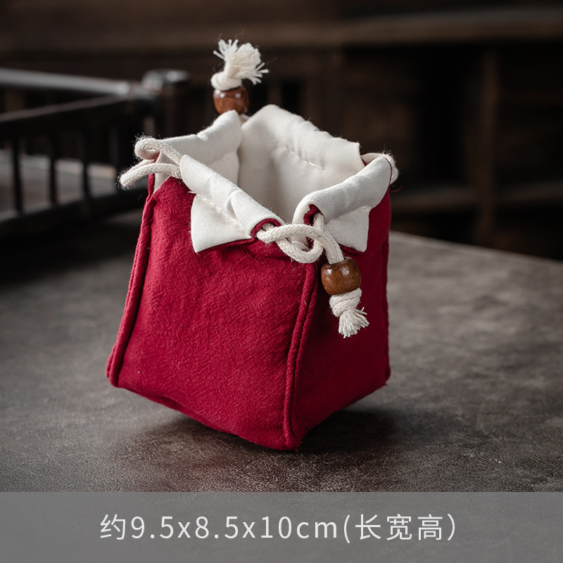 Bolsa de almacenamiento de taza única maestra bolsa de taza maestra taza de té portátil taza de construcción bolsa de tela con cordón de algodón y lino bolsa de tela juego de té