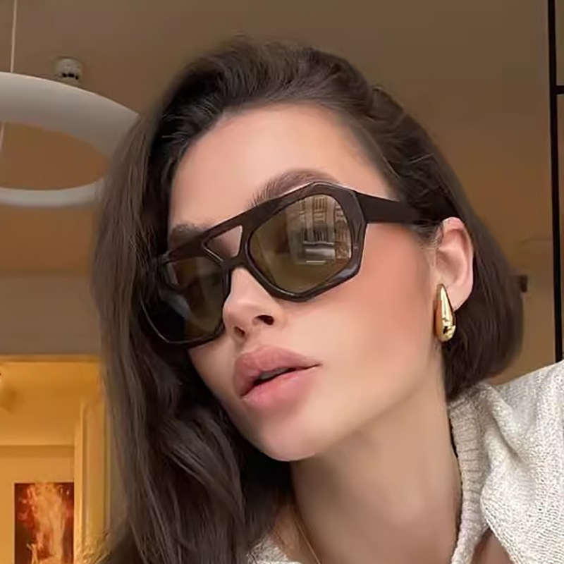 跨境欧美不规则墨镜女高级网红同款时尚个性太阳眼镜百搭双梁眼镜|undefined