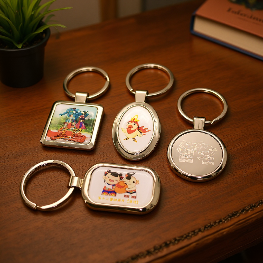 Fabricante de pegatinas de dibujos animados, llaveros de aleación de zinc epoxi, llaveros metálicos con logotipo, pequeños regalos colgantes para obsequios.