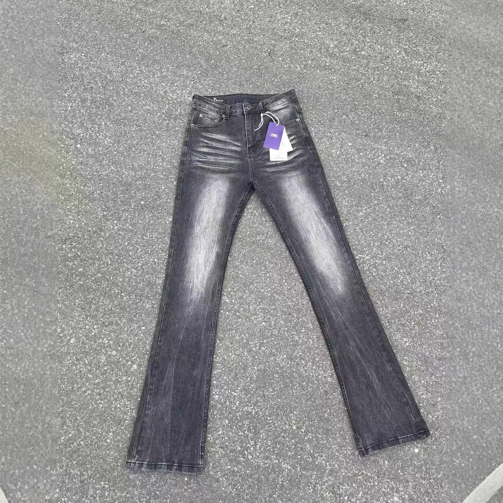 Men's Clothing Retro Washed Cleanfit Jeans DC Style American Slim Fit Slightly Flared High Street Vibe Pants Men's Clothing Denim_mkmklike.com