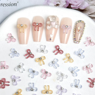 Ice Ribbon Bow Nail Art Accessories Resin Colorful Three-dimensional Resin Accessories DIY Light Luxury Nail Art Diamond Ornaments