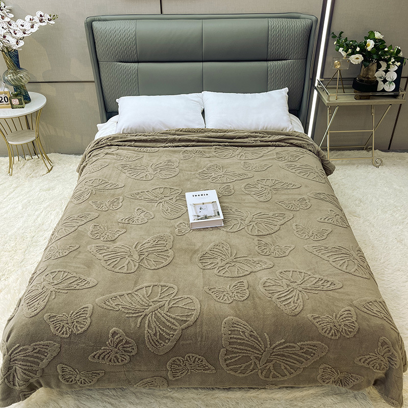 Comercio electrónico transfronterizo 2025 Pagoda de flores de mariposa Manta de terciopelo de cordero Manta gruesa y cálida Manta de color sólido de comercio exterior