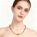 钛钢镶钻天然石吊坠项链个性复古气质锁骨链小众百搭高级感饰品女