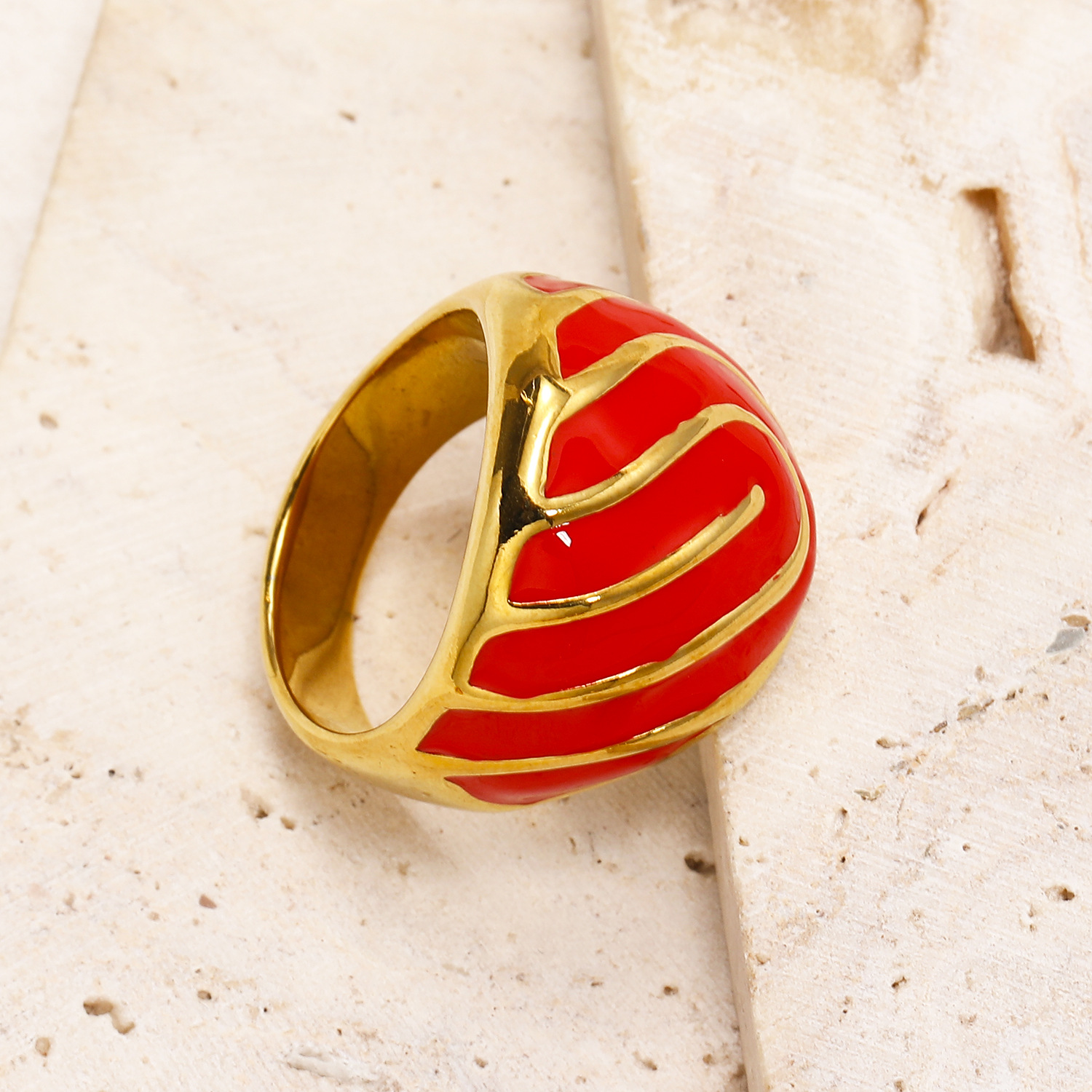 Real Gold Plated Geometric 304 Stainless Steel Elegant Waterproof Non Tarnish Rings display picture 5