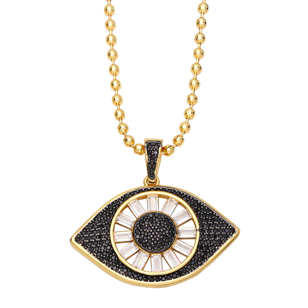fashion hip-hop devilu0027s eye pendant copper gold-plated inlaid zircon necklace