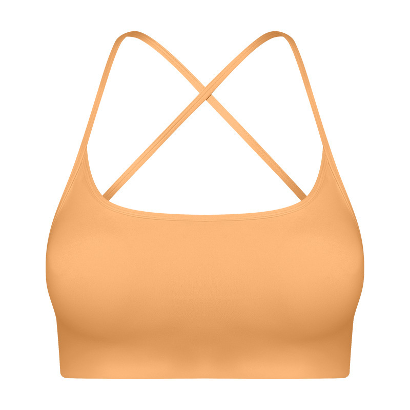 新型交差美背運動下着女性夏ヨガフィットネス胸帯胸パッドヨガ服上着DW399|undefined