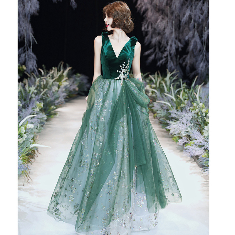 Vestido de noche verde elegante y sexy para mujer, nuevo diseño 2026, ideal para exámenes de arte y anfitrionas de graduaciones. image 5