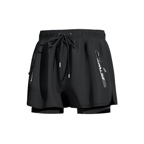 Swimming trunks double layer men's  new loose large size quick-drying hot spring swimsuit professional swimming trunks men's wholesale
