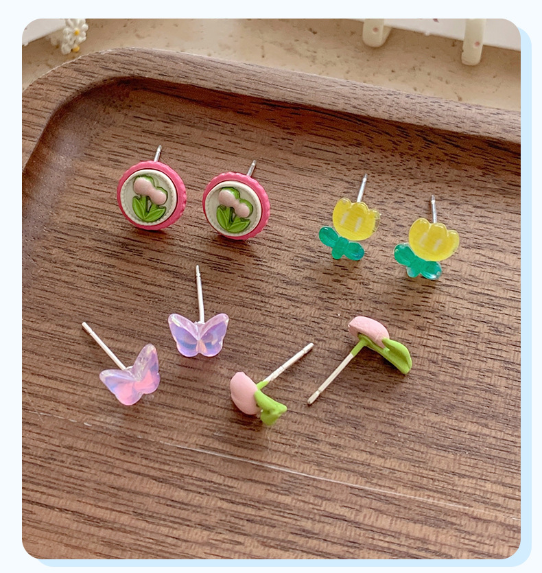 1 Set Flower Cute Sweet Alloy Enamel Ear Studs display picture 2