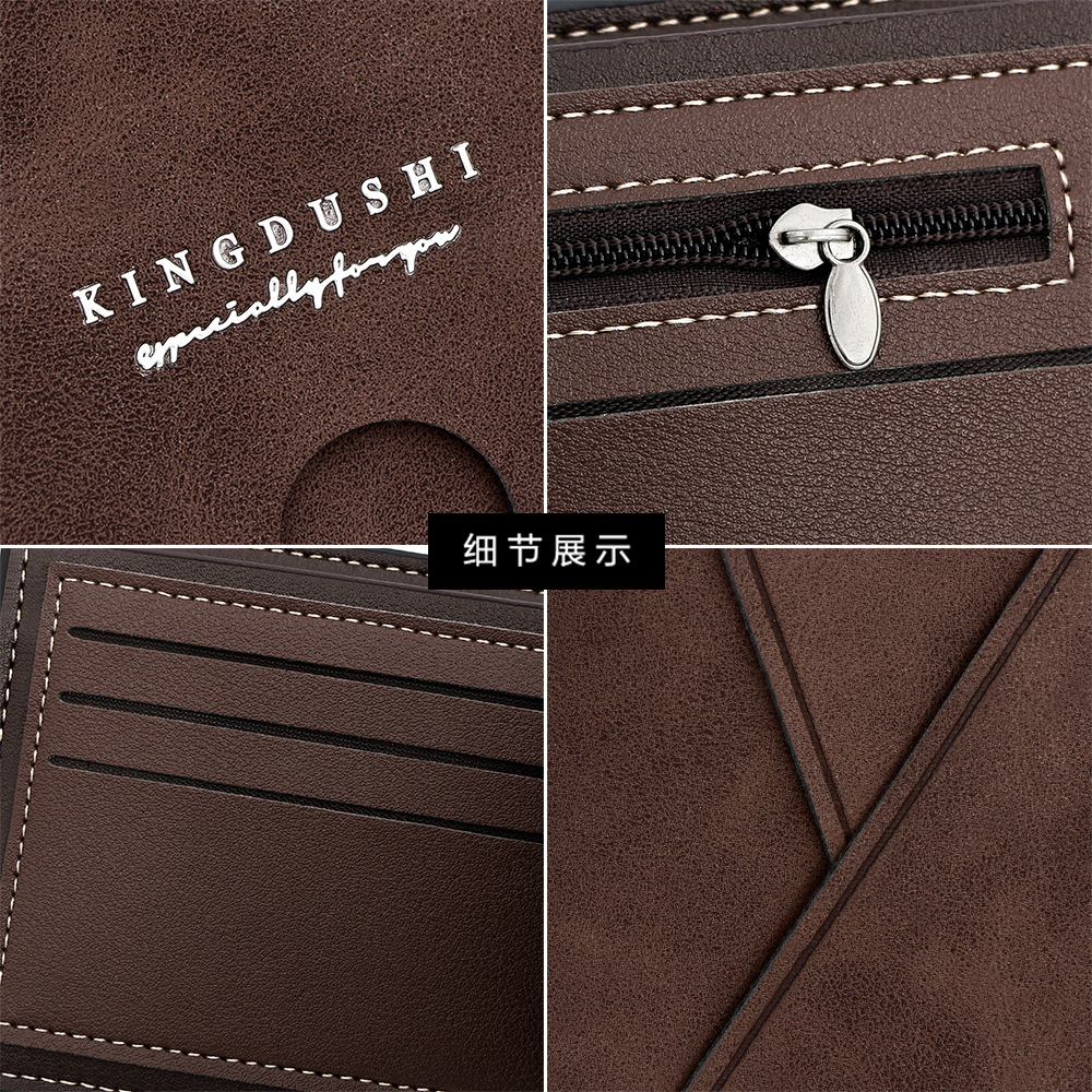 Nueva billetera corta para hombre de moda estilo europeo y americano con múltiples tarjetas, billetera de pu, billetera de cuero suave, bolsa de monedas