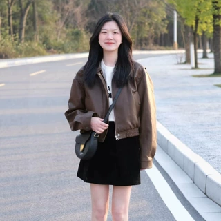棕色皮衣外套女短款2026新款今年流行高级感小个子美拉德pu皮夹克