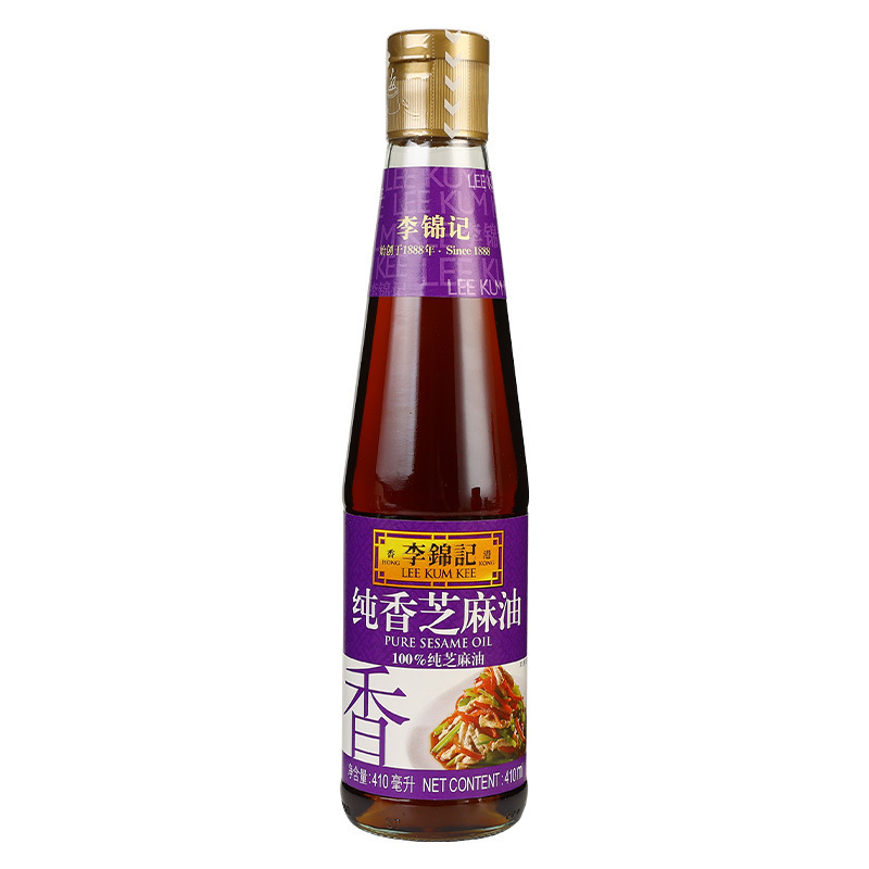 包郵便李錦記純香ゴマ油410ml凉菜炒め麺香油麻油鍋に香油皿をつけた|undefined