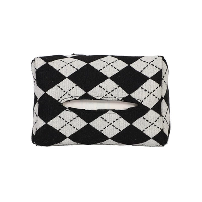 Car Tissue Box Jacquard Multifunctional Car tissue box/set - jacquard-diamond-black-and-white-tissue-box