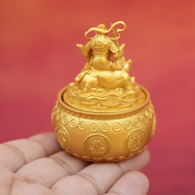 新しい富の神趙公明回転宝の壺の装飾品リビングルームのワインキャビネットオフィスの装飾ショップの富の装飾品|undefined