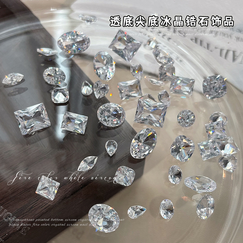 Popular Items: Large Zircon Nail Art Decorations, Super Shiny Multi-Faceted Heart-Shaped, Fat Square, Pigeon Egg, Long Right-Angle, Irregular-Shaped Diamonds