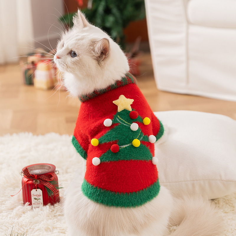 Autumn and Winter Christmas Style Cat Clothes, New Year Sweaters, Tang Suit Vests, Small and Medium-Sized Dog Clothes, Pet New Year Clothing