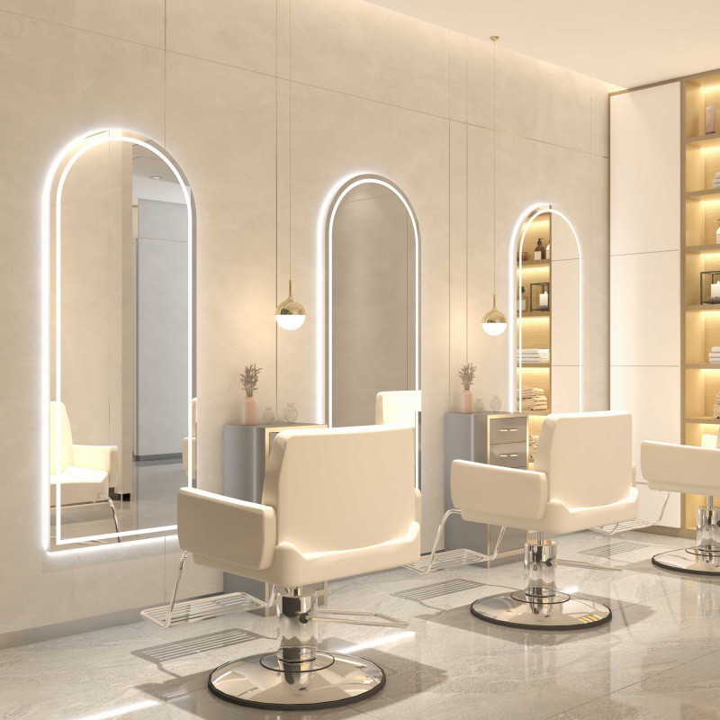 eQp Barberie Red espejo simple tipo de pared belleza mirror salón de belleza espejo unilateral banda de moda image 12
