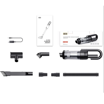 [Premium Selection] Car Vacuum Cleaner for Home Use with Strong Suction Power of 17000Pa, High-Power Portable Handheld Vacuum Cleaner (Tozsoranlar) - 8003c-black-wireless-vacuum-cleaner-type-c-fast-charging-2-sections-74v-small-floor-brush