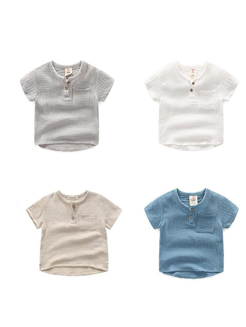 Brand comfortable breathable children's solid color T-shirt for boys…