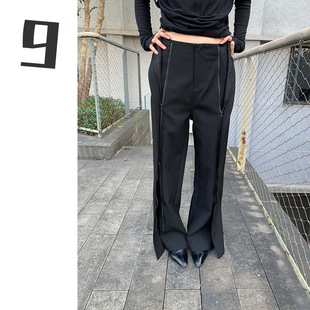 [9hour] Design Sense Double Zipper Pants Women's 2025 Spring Temperament Commuter Pants Women's zd8090