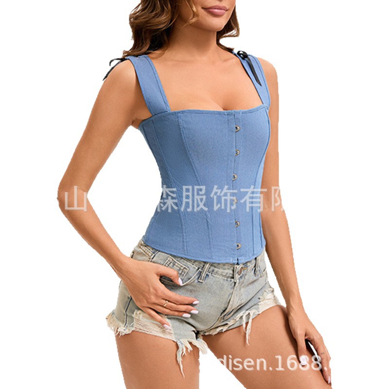 Top Corsé Moldador Estilo Mezclilla de Poliéster Reductor de Abdomen
