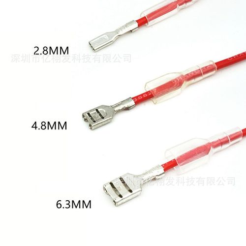 2.8/4.8/6.3mm spring loaded connector with wire and sleeve, push-pull type battery terminal crimp end single wire length 20cm